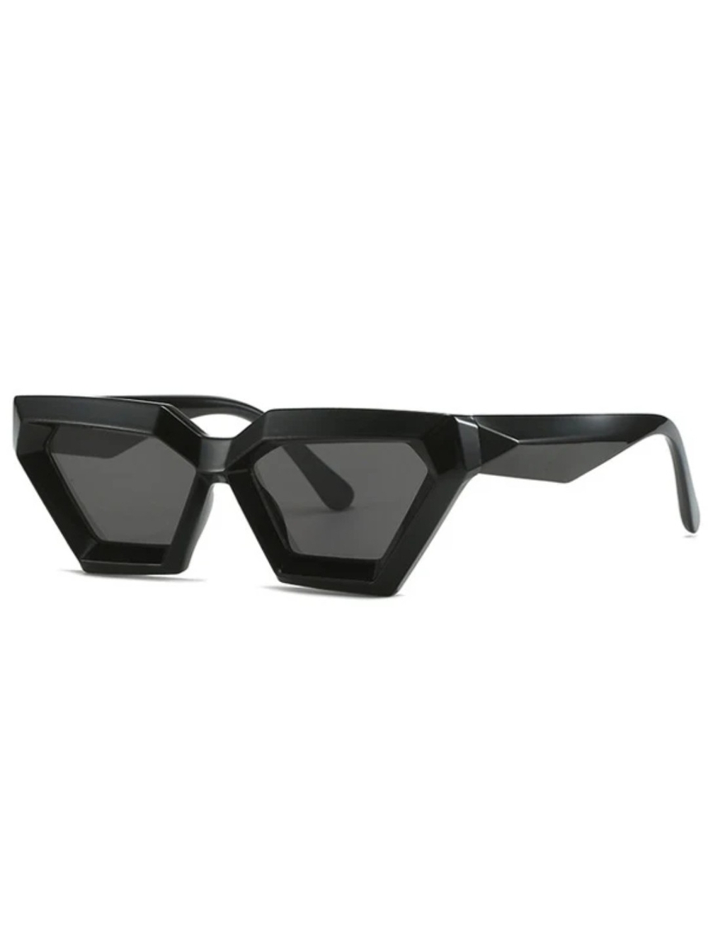 Black Geometric Cat-Eye Sunglasses